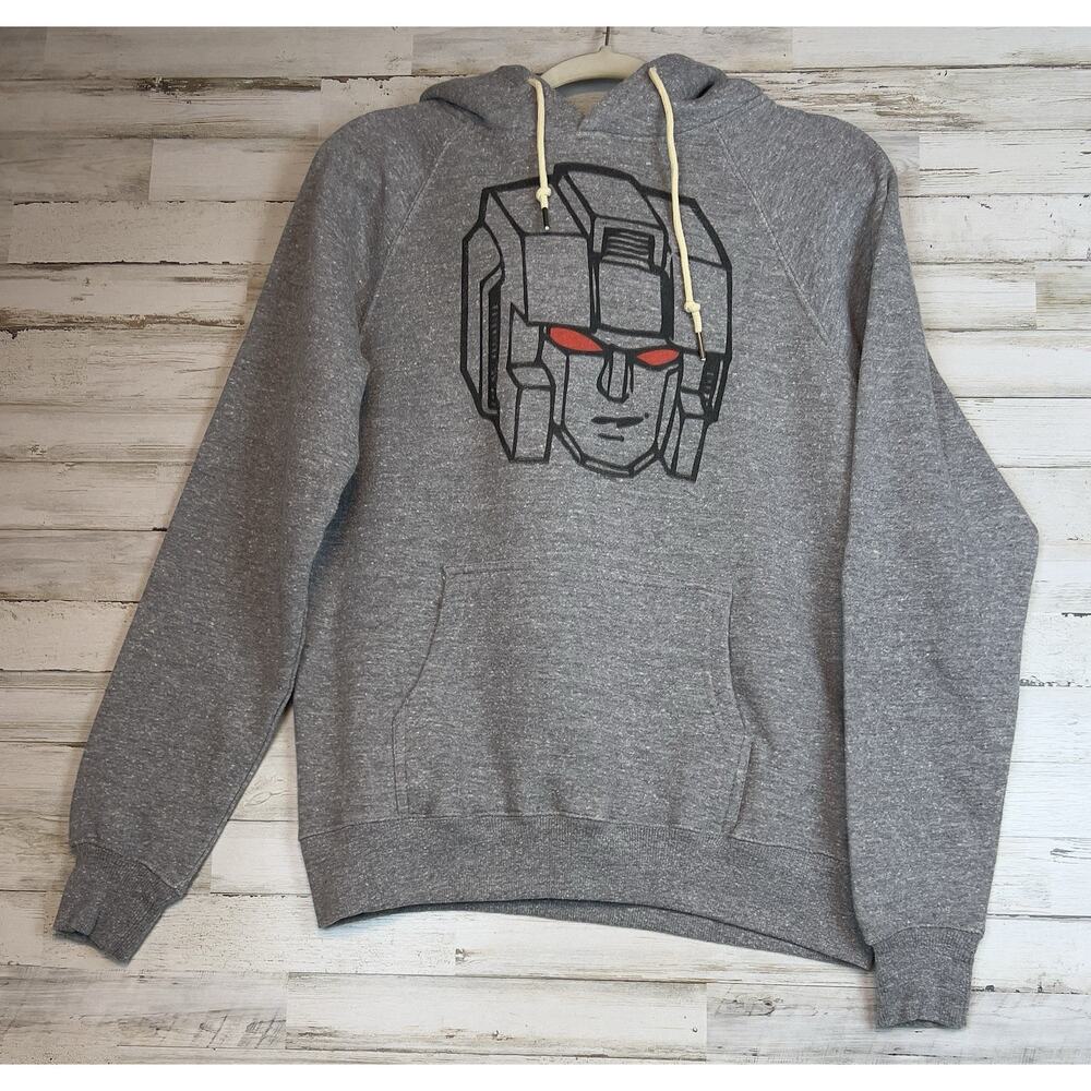 Transformers Starscream Decepticon Hoodie Mens Medium Heather Gray Graphic NWT